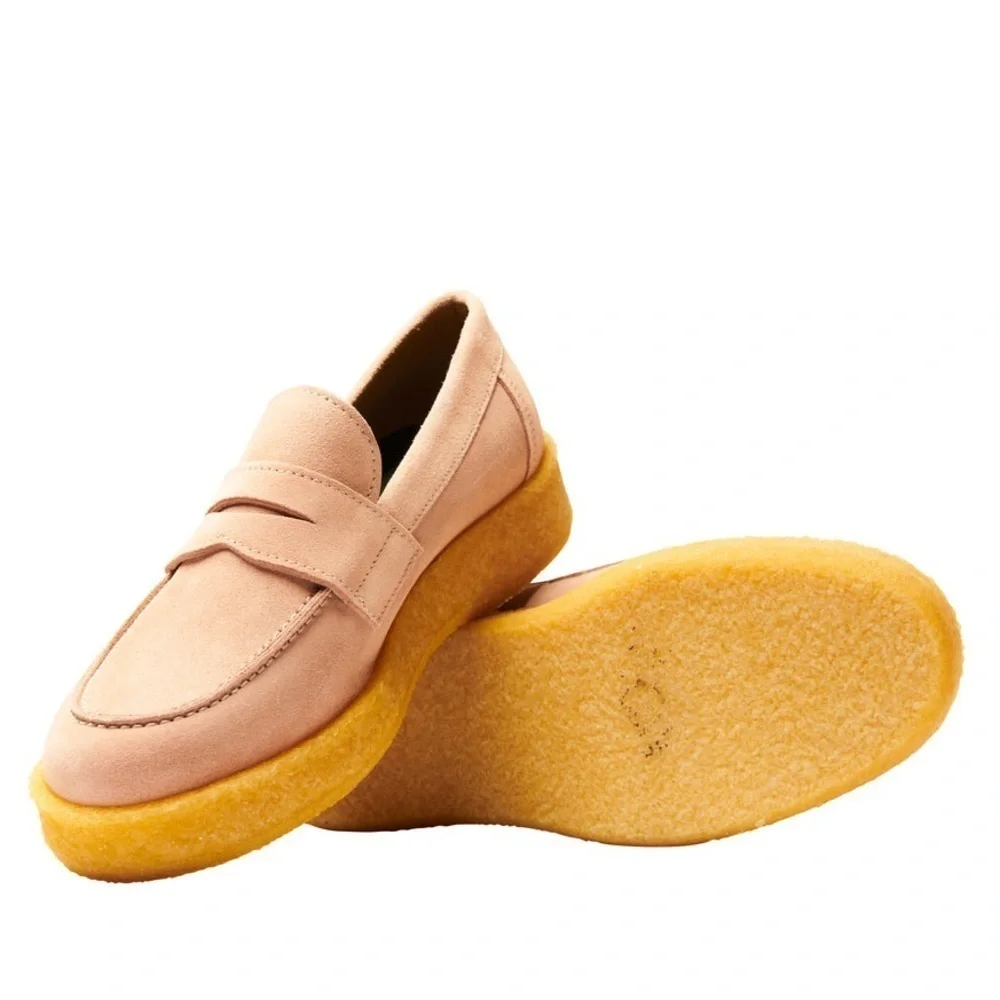 Vinnys Creeper Suede Penny Loafer Blush Beige Preppy